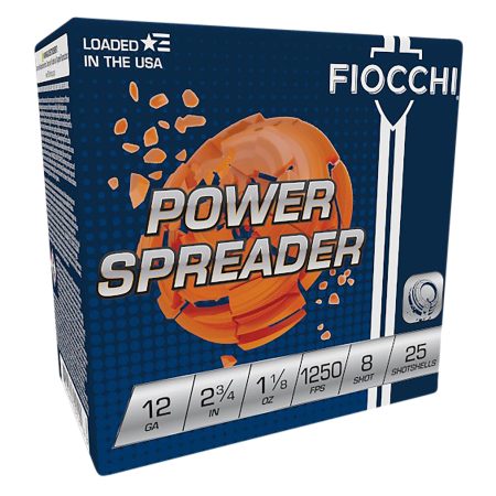Fiocchi 12SSCX8 Exacta Target Power Spreader 12Gauge 2.75" 1 1/8oz 8Shot 25 Per Box/10 Case
