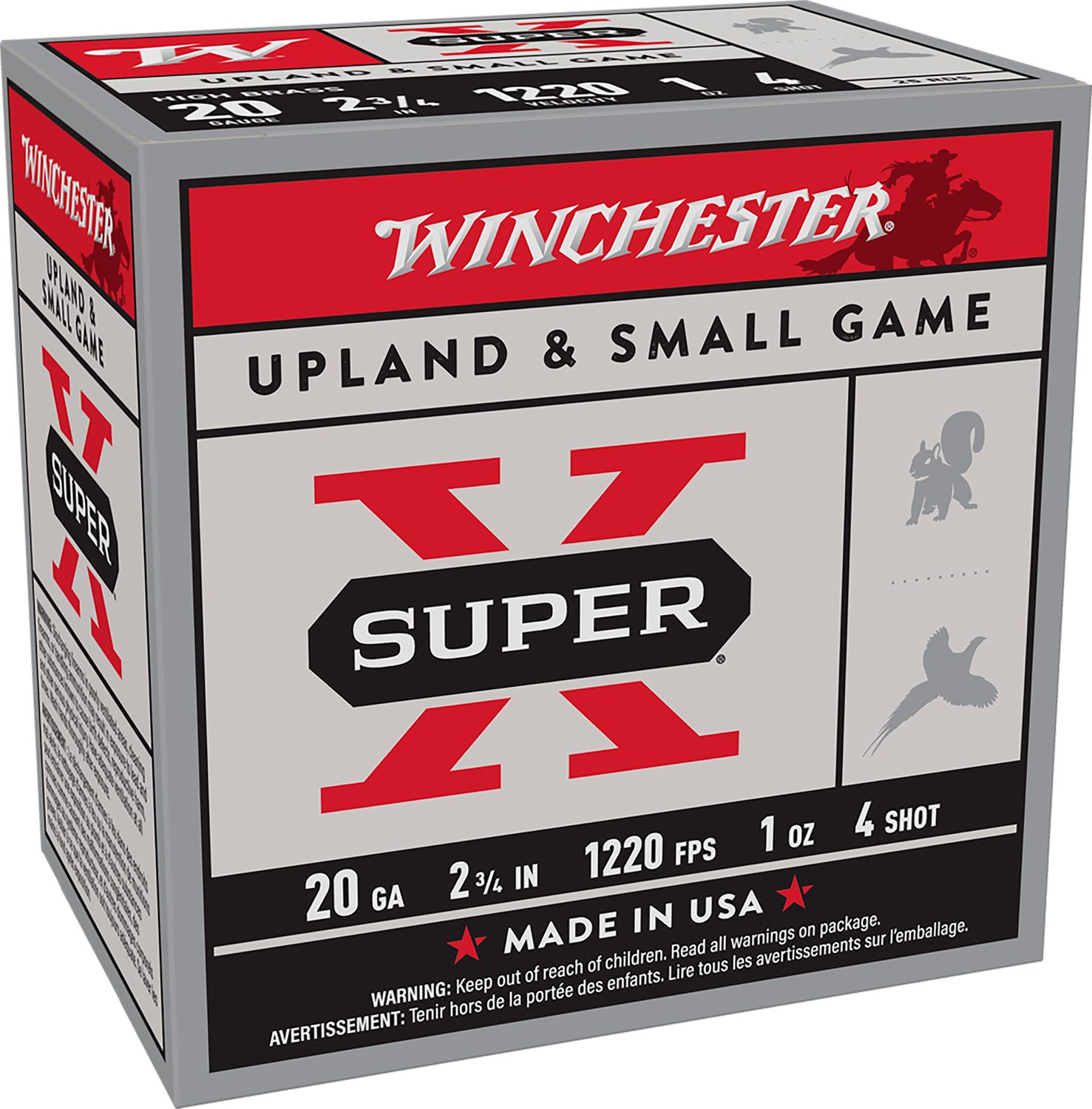 Winchester Ammo X204 Super X Heavy Game Load High Brass 20Gauge 2.75" 1oz 4Shot 25 Per Box/10 Case