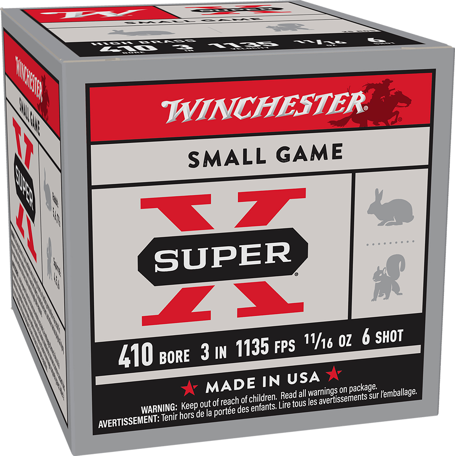 Winchester Ammo X4136 Super X Heavy Game Load High Brass 410Gauge 3" 11/16oz 6Shot 25 Per Box/10 Case
