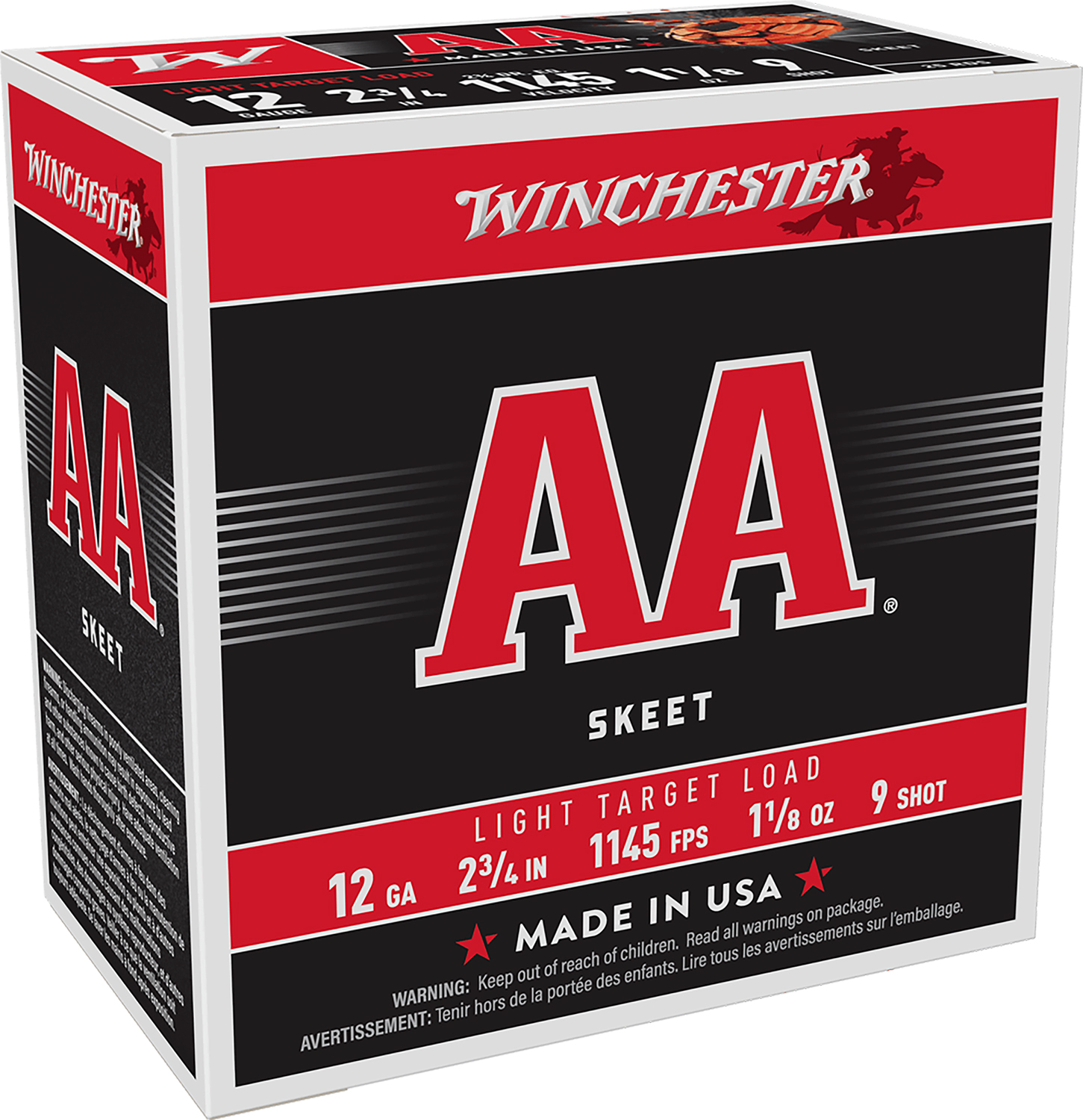 Winchester Ammo AA129 AA Light Target 12Gauge 2.75" 1 1/8oz 9Shot 25 Per Box/10 Case