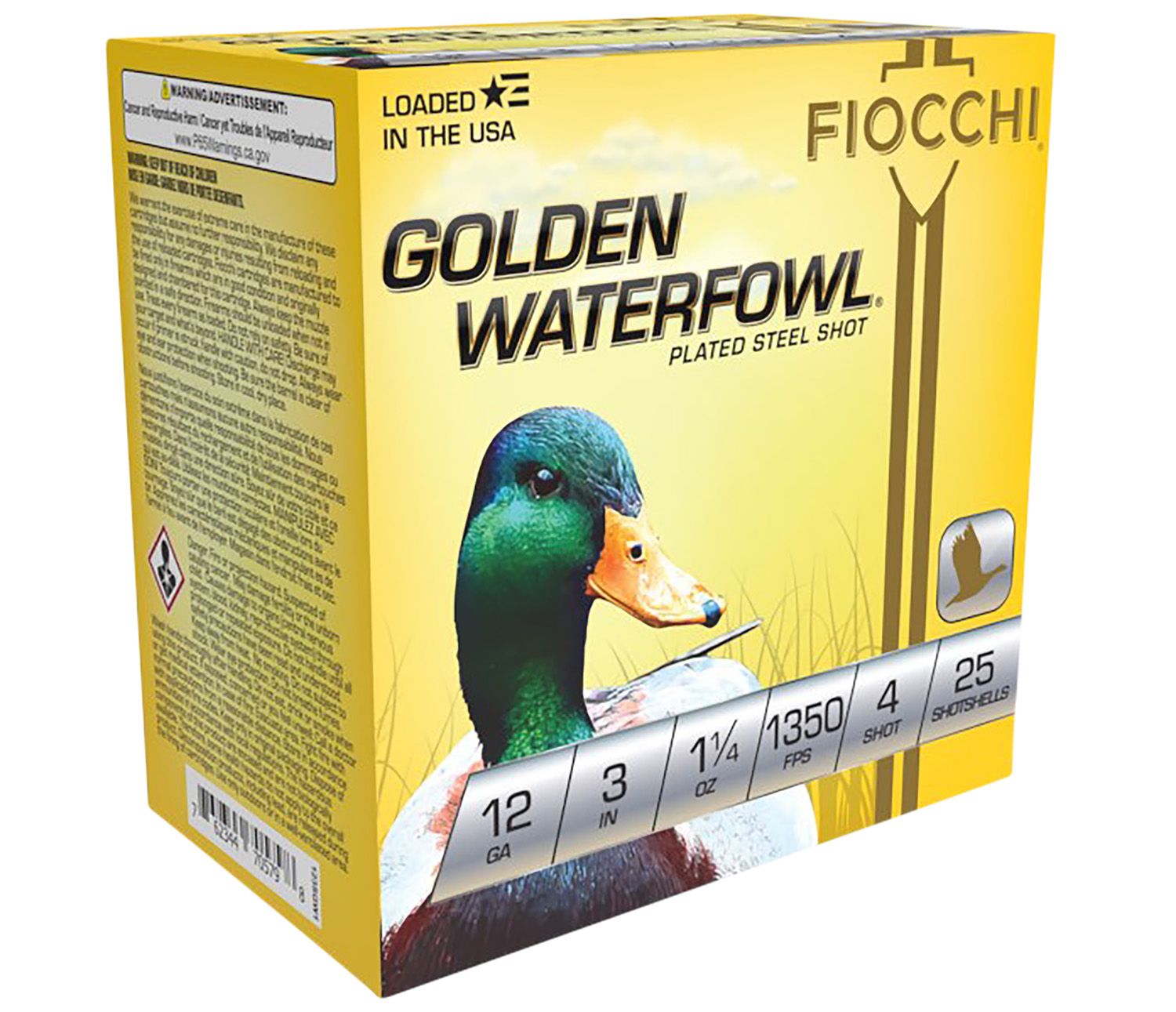 Fiocchi 123SGW4 Golden Waterfowl 12Gauge 3" 1 1/4oz 4Shot 25 Per Box/10 Case