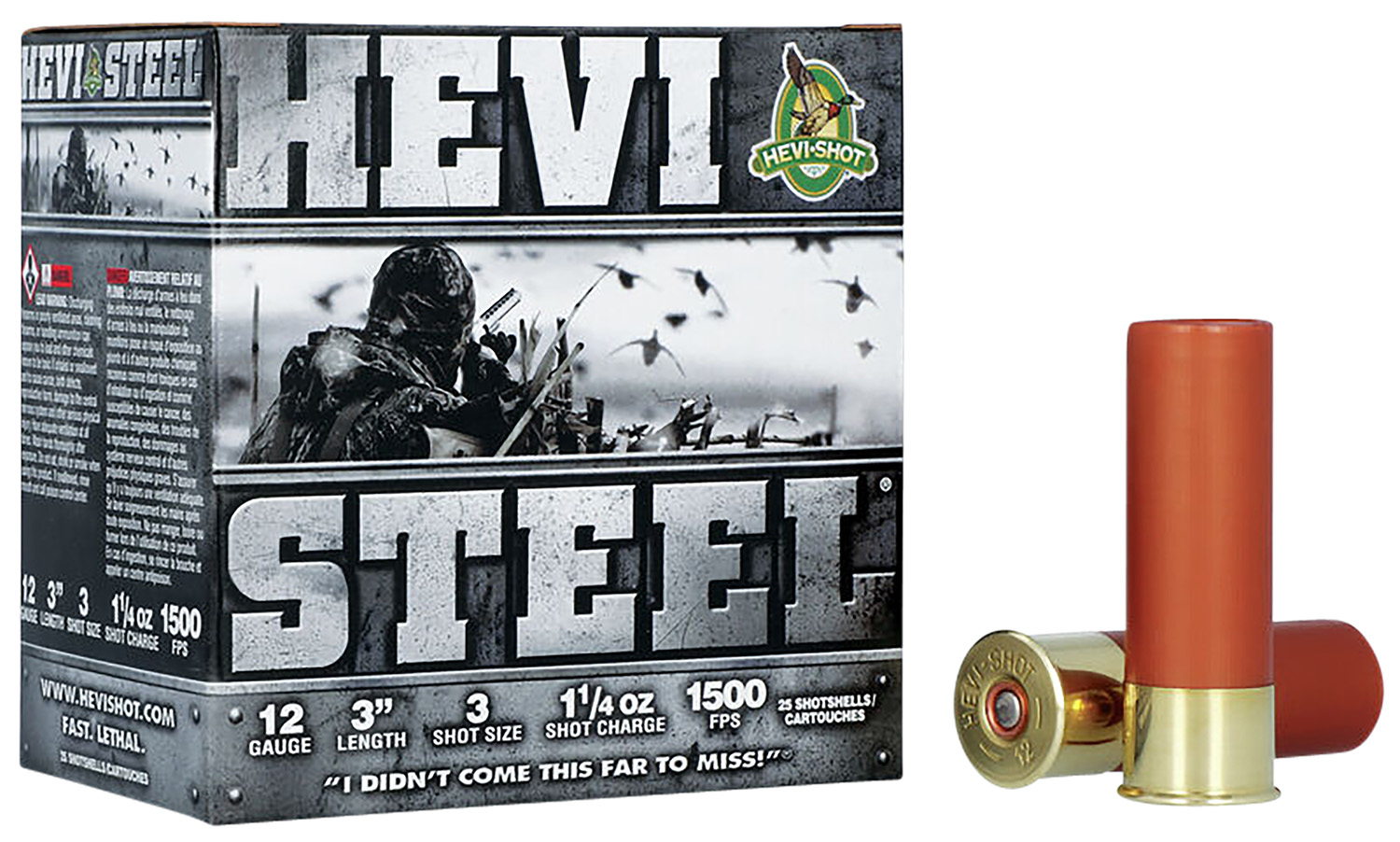 HEVI-Shot HS60003 HEVI-Steel 12Gauge 3" 1 1/4oz 3Shot 25 Per Box/10 Case