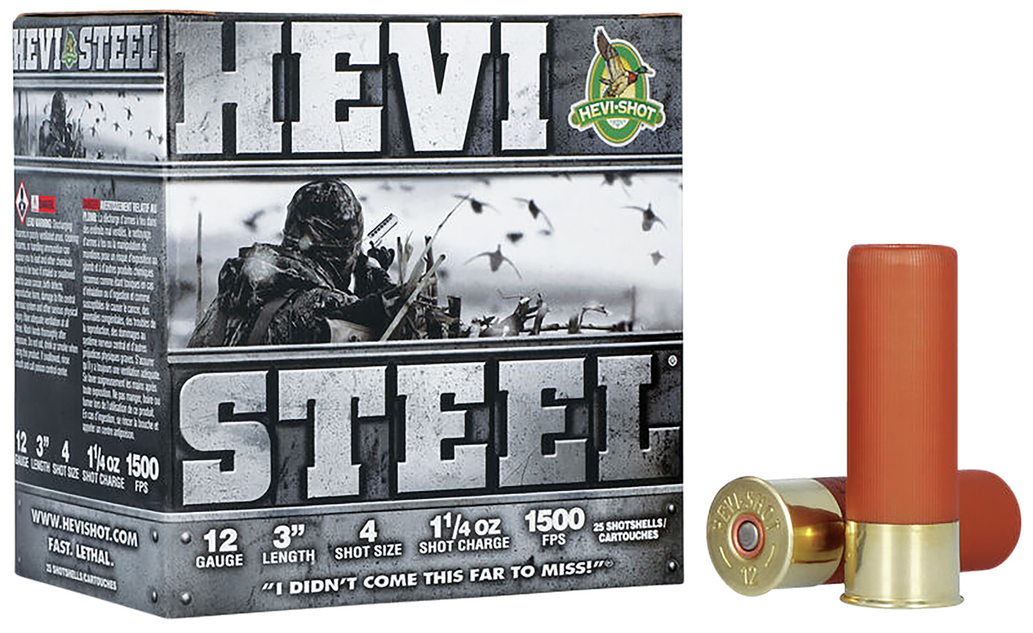 HEVI-Shot HS60004 HEVI-Steel 12Gauge 3" 1 1/4oz 4Shot 25 Per Box/10 Case