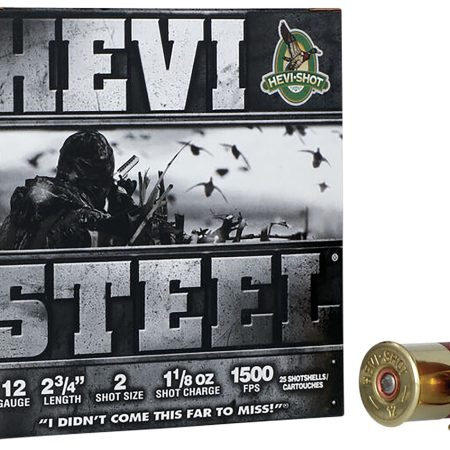 HEVI-Shot HS61222 HEVI-Steel  12Gauge 2.75" 1 1/8oz 2Shot 25 Per Box/10 Case