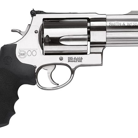 Smith & Wesson 163504 Model 500 X-Frame 500 S&W Mag Stainless Steel 4" Compensated Barrel & 5rd Cylinder, Satin Stainless Steel X-Frame, Includes Two Muzzle Brakes & Internal Lock