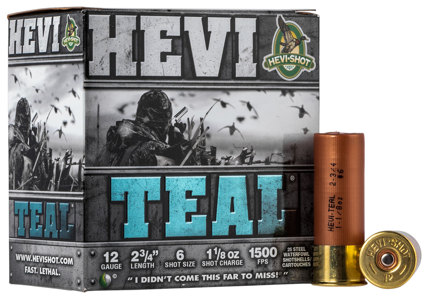 HEVI-Shot HS61226 HEVI-Teal 12Gauge 2.75" 1 1/8oz 6Shot 25 Per Box/10 Case