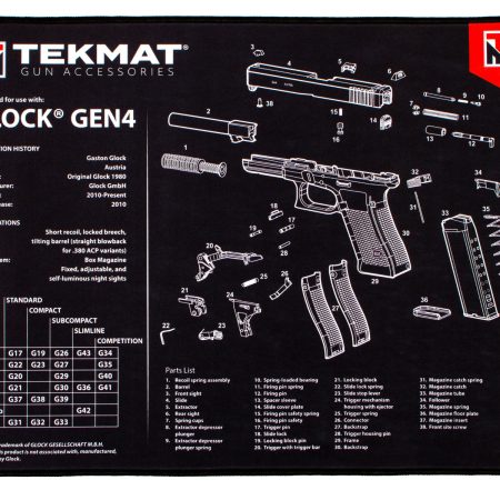 TekMat TEKR20GLOCKG4 Glock Gen4 Ultra 20 Cleaning Mat Black/White Rubber 15"x20" Glock Gen4 Parts Diagram