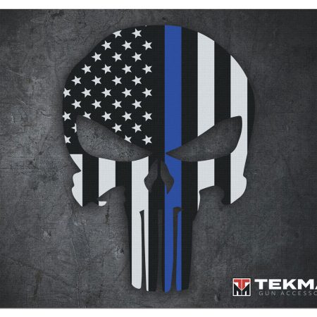 TekMat TEKR20PUNISHER  Ultra 20 Cleaning Mat Black/White/Blue Rubber 15"x20" Blue Line Punisher Skull