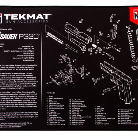 TekMat TEKR20SIGP320 Sig Sauer P320 Ultra 20 Cleaning Mat Black/White Rubber 15"x20" Sig P320 Parts Diagram