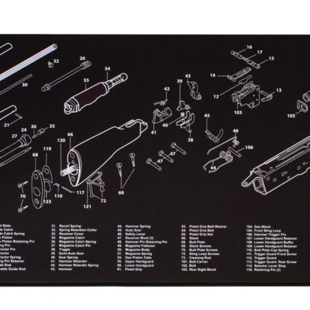 TekMat TEKR44AK47 AK-47 Ultra 44 Cleaning Mat Black/White Rubber 15"x44" AK-47 Parts Diagram