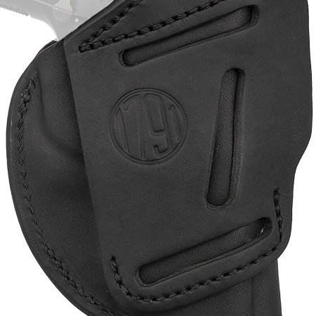 1791 Gunleather 4WH1SBLL 4-Way IWB/OWB 01 Stealth Black Leather Belt Clip Fits 3-4" Barrel 1911 Left Hand