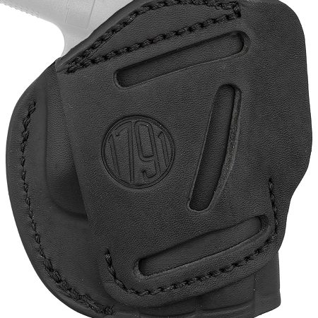 1791 Gunleather 4WH2SBLL 4-Way IWB/OWB Size 02 Stealth Black Leather Belt Clip Compatible w/Ruger LCP/S&W Bodyguard/Glock 42/43/43X Left Hand