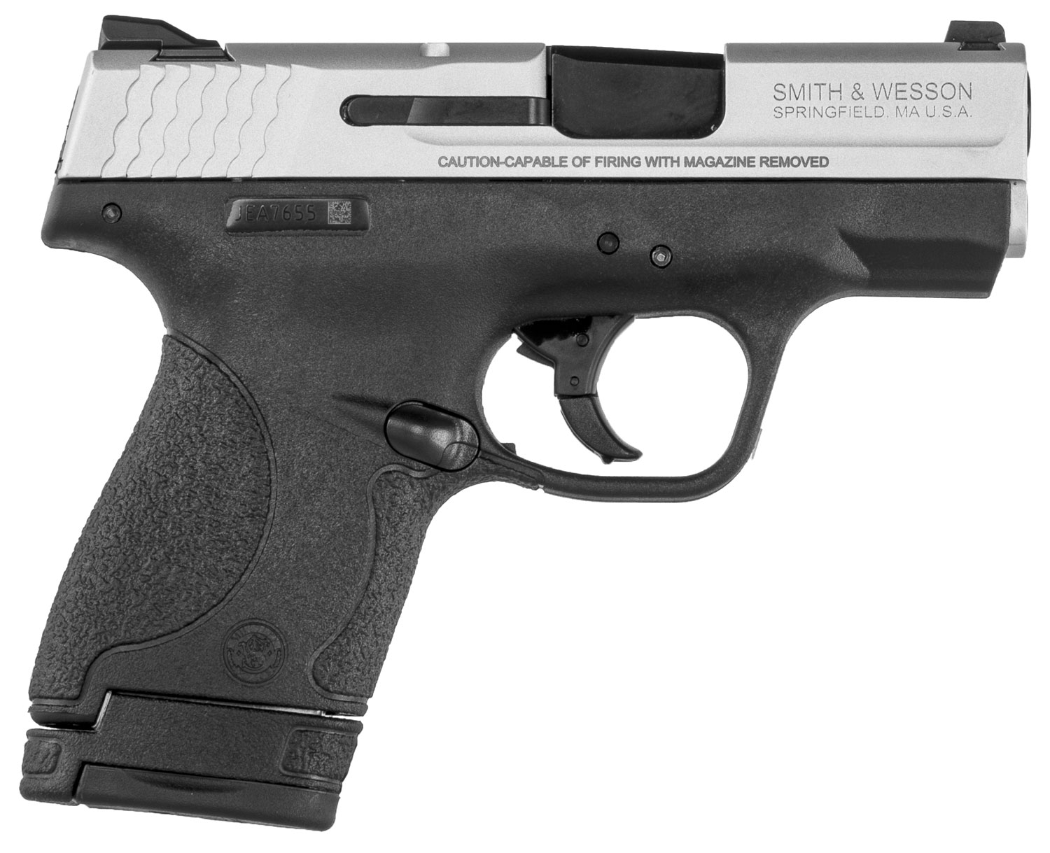 Smith & Wesson 13219 M&P Shield Micro-Compact Frame 9mm Luger 7+1/8+1, 3.10" Black Armornite Stainless Steel Barrel, Cerakote Serrated Aluminum Slide, Matte Black Polymer Frame, Thumb Safety