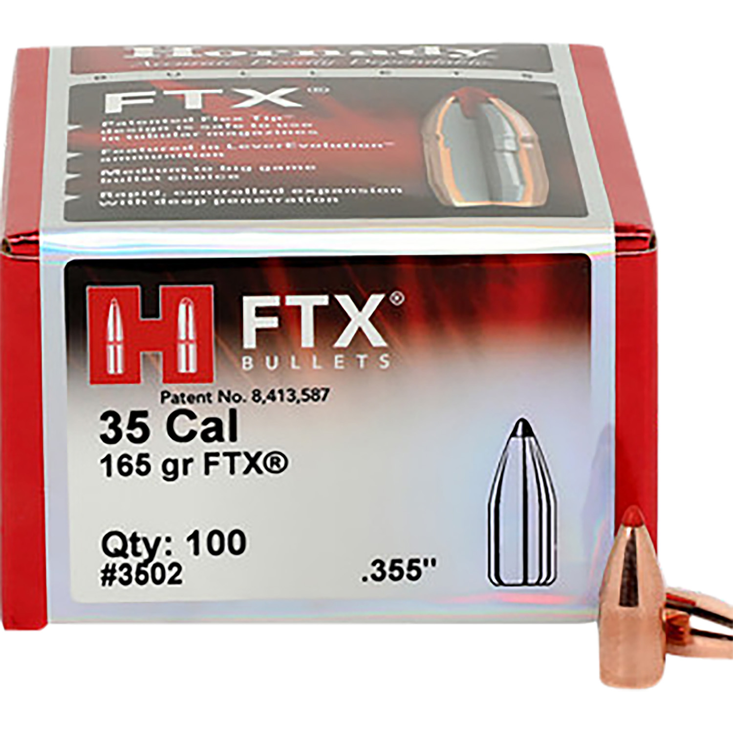 Hornady 3502 FTX 35 Cal .355 165 gr Flex Tip eXpanding 100 Per Box/ 15 Case
