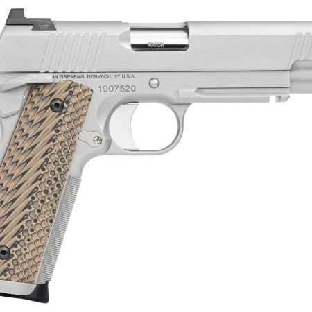 Dan Wesson 01815 Specialist  10mm Auto Caliber with 5" Barrel, 8+1 Capacity, Overall Stainless Steel Finish, Picatinny Rail & Beavertail Frame, Serrated Bead Blasted Slide & Black/Brown G10 Grip