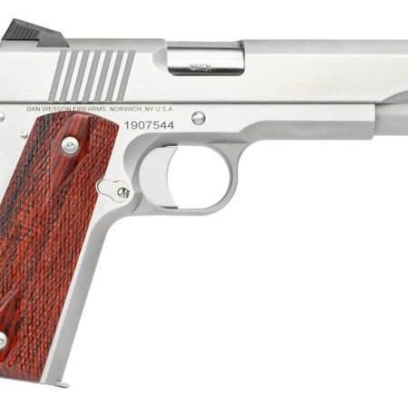 Dan Wesson 01889 Razorback  10mm Auto Caliber with 5" Match Grade Barrel, 8+1 Capacity, Overall Stainless Steel Finish, Beavertail Frame, Serrated Brushed Slide & Cocobolo Grip