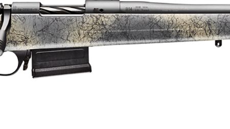 Bergara Rifles B14S652 B-14 Wilderness Terrain 6.5 Creedmoor 5+1 24" Threaded, Sniper Gray Cerakote Barrel/Rec, Adj. Cheek Piece SoftTouch Woodland Camo Stock with Mini-Chassis, Omni Muzzle Brake