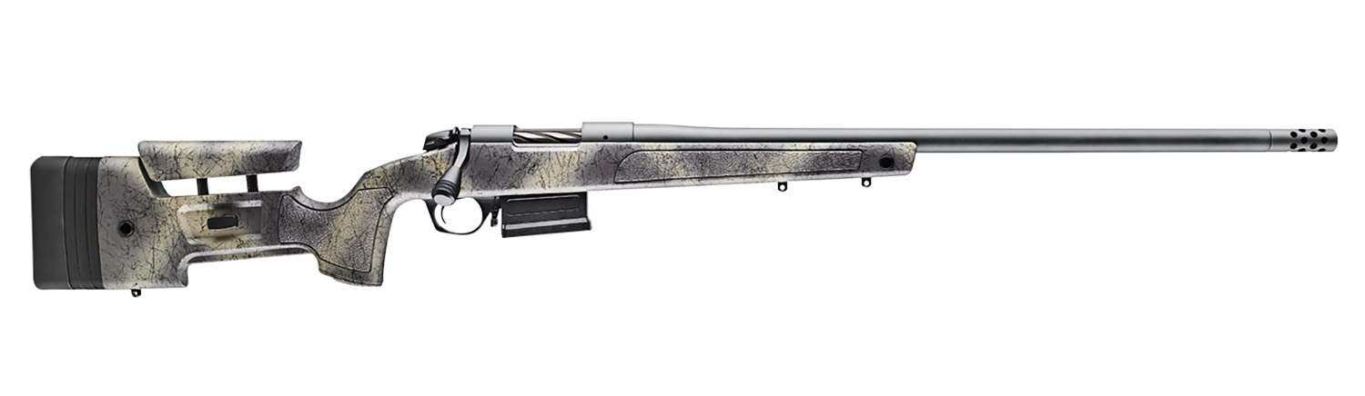 Bergara Rifles B14LM368 B-14 Wilderness HMR 300 PRC 5+1 26" Threaded, Sniper Gray Cerakote Barrel/Rec, Adj. SoftTouch Woodland Camo Stock with Mini-Chassis, Omni Muzzle Brake