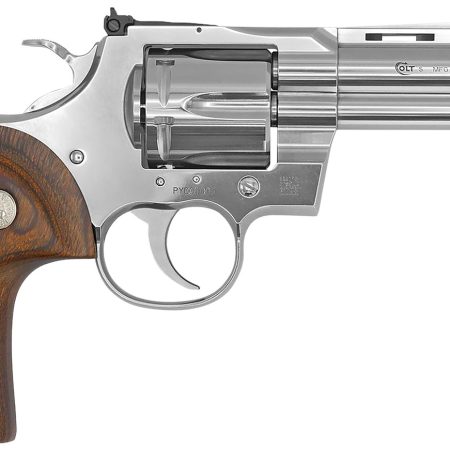 Colt Mfg PYTHONSP4WTS Python 38 Special/357 Mag 6 Shot 4.25" Stainless Vent Recessed Target/Vent Rib Barrel, Cylinder & Frame, Walnut w/Colt Medallion Grip