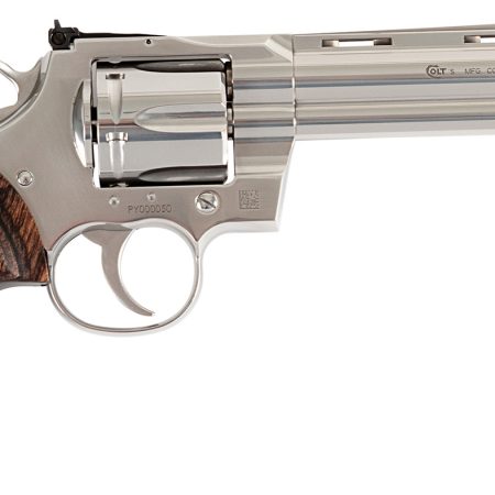 Colt Mfg PYTHONSP6WTS Python  38 Special/357 Mag 6 Shot 6" Stainless Vent Recessed Target/Vent Rib Barrel, Cylinder & Frame, Walnut w/Colt Medallion Grip