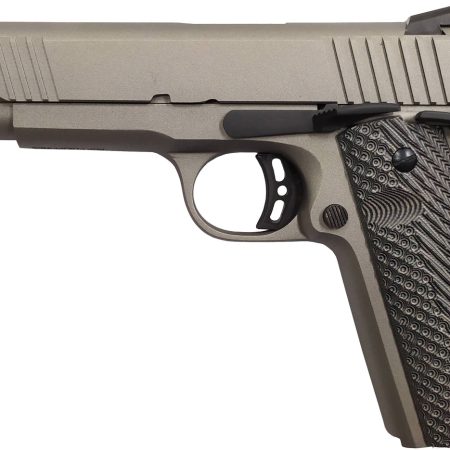 Rock Island 56419 Rock Standard FS *CA Compliant 45 ACP Caliber with 5" Barrel, 8+1 Capacity, Overall Gun Metal Gray Cerakote Finish Steel, Beavertail Frame, Serrated Slide & Black G10 Grip