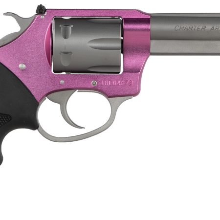 Charter Arms 52232 Pathfinder Lite 22 LR 8 Shot, 4.20" Matte Stainless Steel Barrel & Cylinder, Pink Aluminum Frame w/Black Finger Grooved Rubber Grip, Exposed Hammer