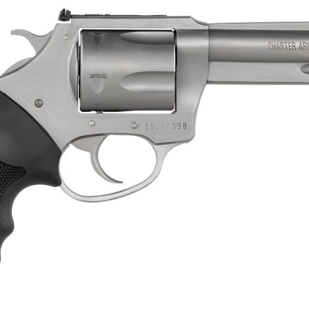 Charter Arms 79942 Pitbull  Large 9mm Luger 5 Shot 4.20" Matte Stainless Steel Barrel, Cylinder & Frame w/Black Finger Grooved Rubber Grip