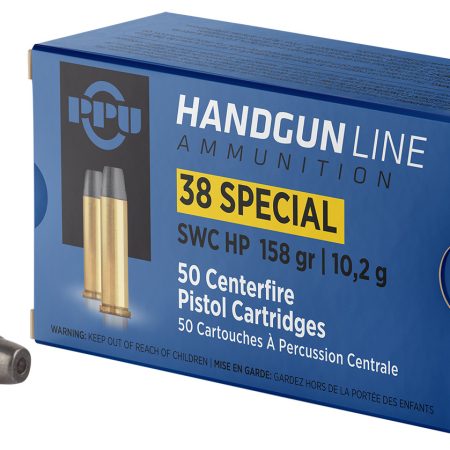 PPU PPH38SH Handgun 38Special 158gr Semi Wadcutter Hollow Point 50 Per Box/10 Case