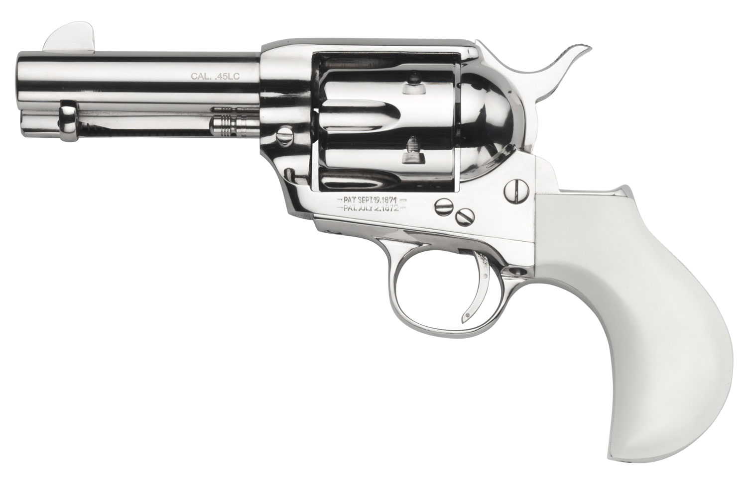 Taylors & Company 200072 1873 Cattleman 45 Colt (LC) Caliber with 3.50" Barrel, 6rd Capacity Cylinder, Overall Nickel-Plated Finish Steel & Ivory Birdshead Synthetic Grip