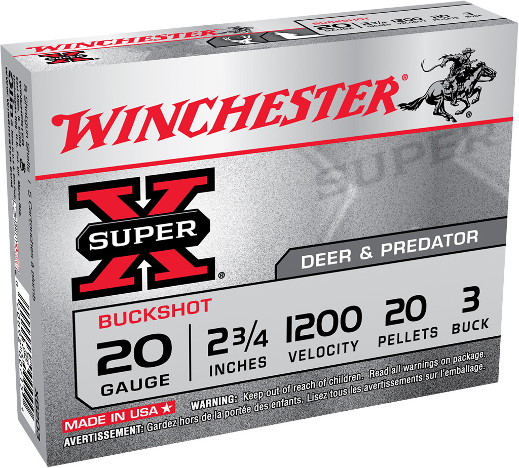 Winchester Ammo XB203VP Super X 20Gauge 2.75" 20Pellets 3Buck Shot 15 Per Box/10 Case *Value Pack