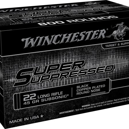 Winchester Ammo SUP22LRB Super Suppressed  22LR 45gr Black Copper Plated Round Nose 800 Per Bx/2 Case *Bulk