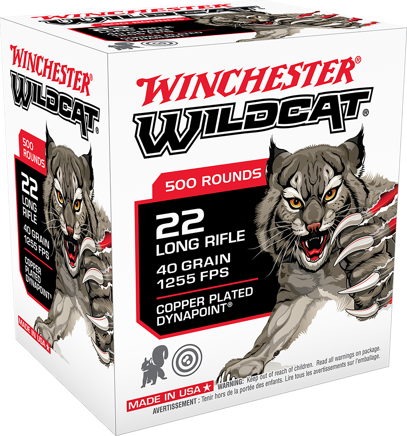 Winchester Ammo WW22LRB Wildcat 22LR 40gr Copper Plated DynaPoint 500 Per Box/10 Case *Bulk