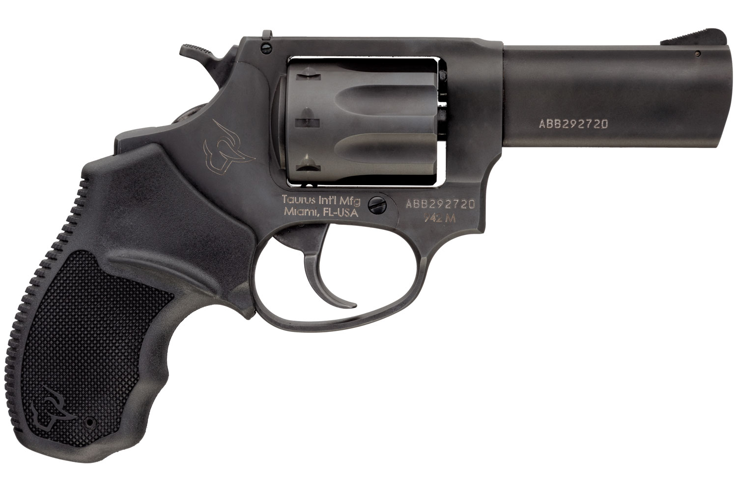 Taurus 2942M031 942 22 WMR 8rd 3" Barrel, Overall Matte Black Finish Steel & Finger Grooved Black Polymer Grip