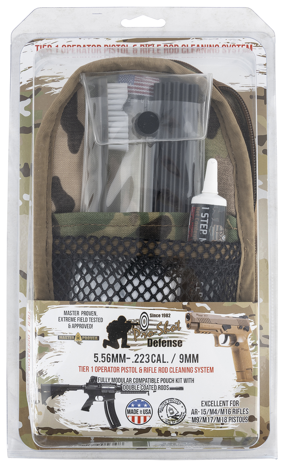 Pro-Shot MMULTICAM5569MM Rod Cleaning System Multi-Caliber Pistol/Rifle Multi-Camo Pouch Case