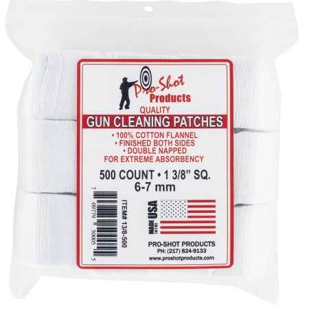 Pro-Shot 138500 Cleaning Patches  6mm/7mm 1.38" Cotton Flannel 500 Per Pkg