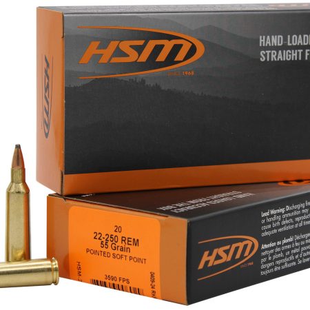 HSM 222504N Varmint 22-250 Rem 55 gr Soft Point 20 Per Box/ 25 Case
