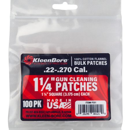 KleenBore P201 Super Shooter .22 - .270 Cal 1.25" 100% Cotton Flannel 100 Per Pack