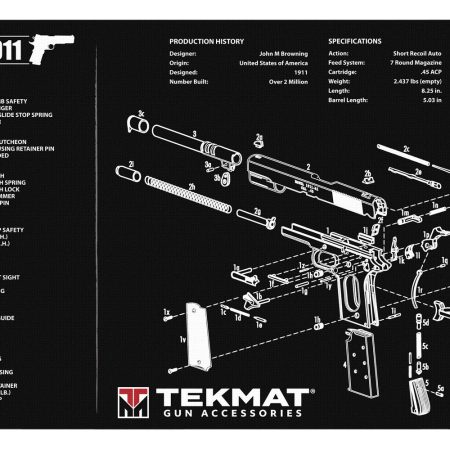 TekMat TEKR171911 1911 Cleaning Mat Black/White Rubber 11"x17" 1911 Parts Diagram