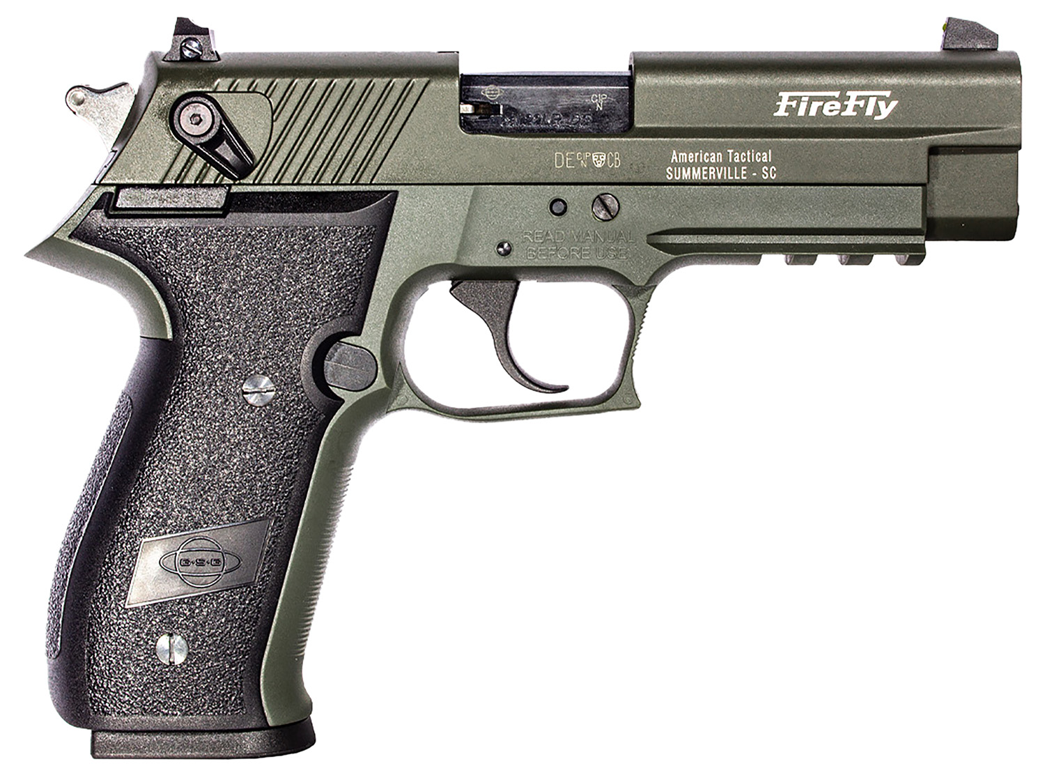 GSG GERG2210FFG FireFly 22 LR 10+1 4" Green Steel Barrel, Serrated Slide, Zinc Alloy w/Accessory Rail Frame, Black Polymer Grip