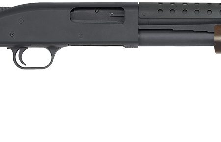Mossberg 52151 590 Retrograde 12 Gauge Pump 3" 6+1 18.50" Matte Blued Heat Shield Barrel, Matte Blued Stainless Steel Drilled & Tapped Receiver, Walnut Fixed  Stock, Cylinder Bore Choke
