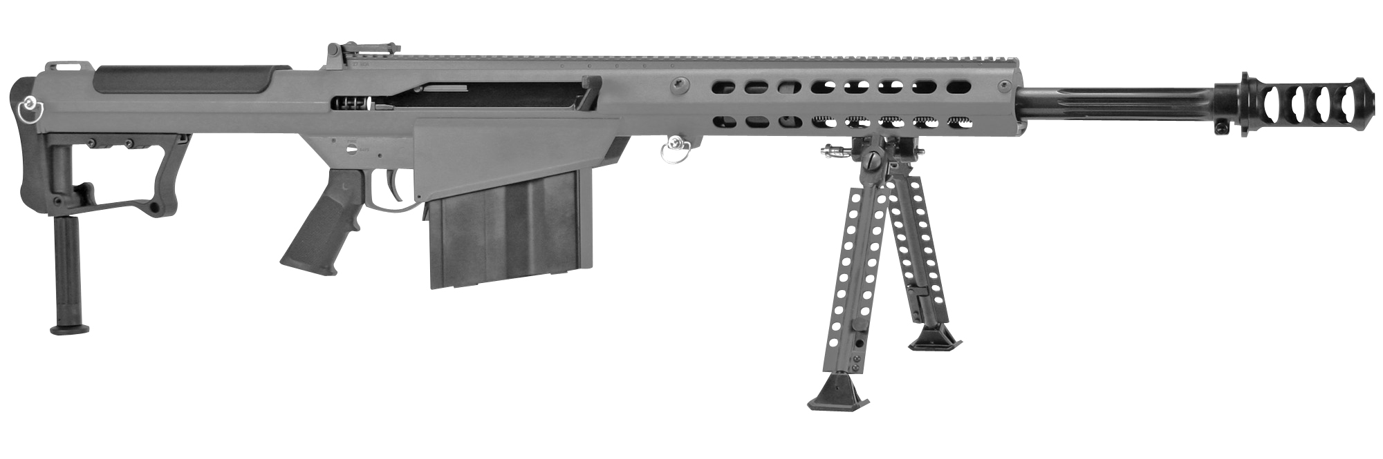 Barrett 18068 M107A1 50 BMG 20" 10+1 Tungsten Gray Cerakote Tungsten Gray Fixed with Sorbothane Recoil Pad Stock Black Polymer Grip
