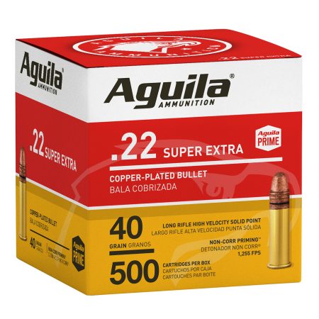 Aguila 1B221115 Super Extra High Velocity 22LR 40gr Copper Plated Solid Point 500 Per Box/4 Case