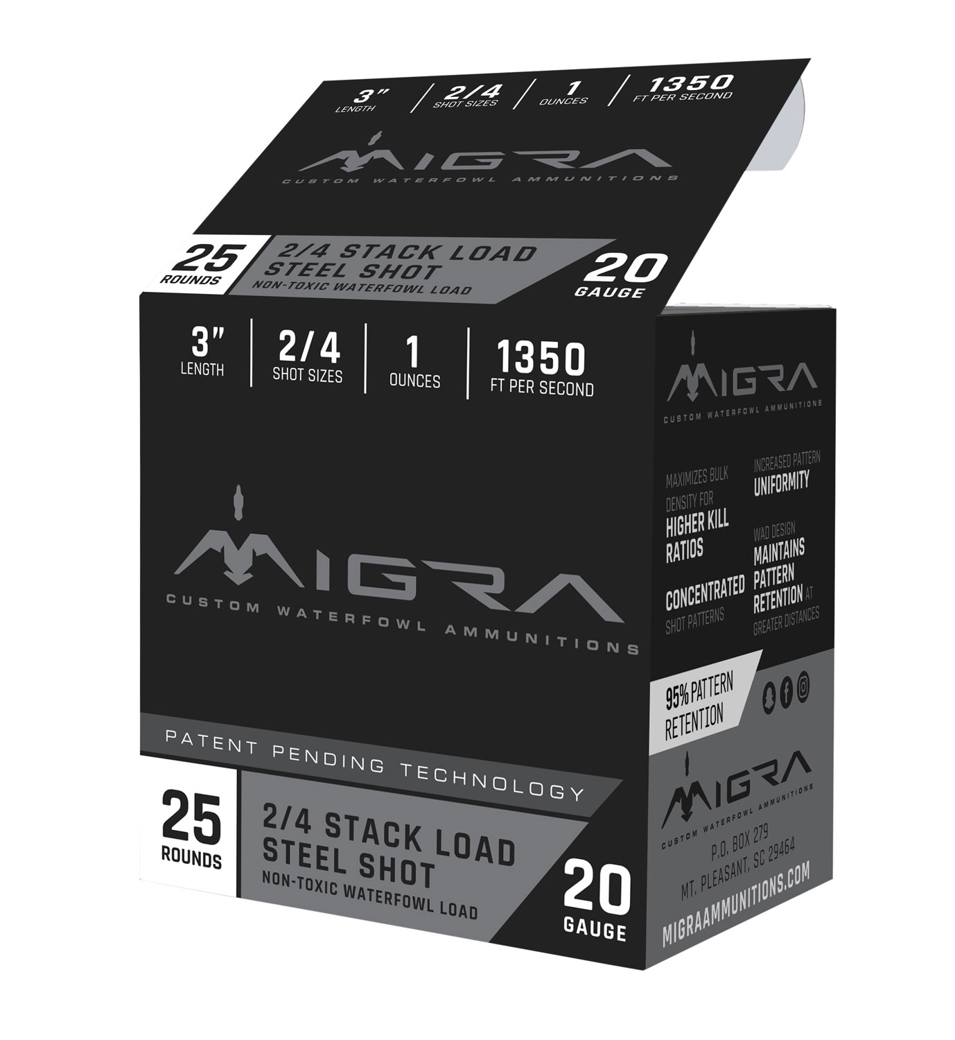Migra Ammunitions M20S24 Combinational 20Gauge 3" 1oz 2/4Shot 25 Per Box/10 Case