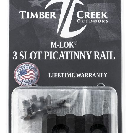 Timber Creek Outdoors M3SPRBL M-LOK 3 Slot Picatinny Rail  Black Anodized