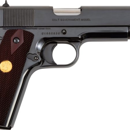 Colt Mfg O1911CRB 1911 Government 45 ACP 7+1 5" Stainless National Match Barrel, Polished Blued Serrated Steel Slide & Frame w/Beavertail, Wood Grip