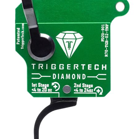 TriggerTech R70TGB02TNF Diamond  Two-Stage Flat Clean Trigger with 0.50-2.80 lbs Draw Weight & Green w/Black Parts Finish for Remington 700 Right