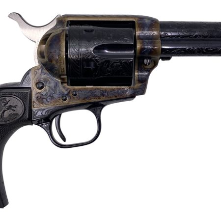 Colt Mfg P1840Z Single Action Army  45 Colt (LC) 6 Shot 4.75" Blued Engraved Steel Barrel & Cylinder,  Color Case Hardened Engraved Steel Frame, Black Polymer Grip