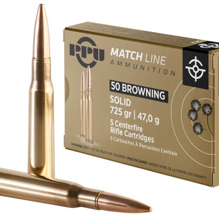 PPU PPM50 Match  50BMG 725gr Full Metal Jacket Solid 5 Per Box/20 Case