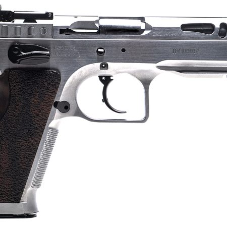 Tanfoglio IFG TFSTOCKM9 Defiant Stock Master 9mm Luger 17+1 4.75" Hard Chrome Steel/ Wood Grip