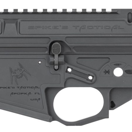Spikes Tactical STSB920 Upper/Lower Set  AR-15 9mm Compatible w/Glock Mags, Black Hardcoat Anodized